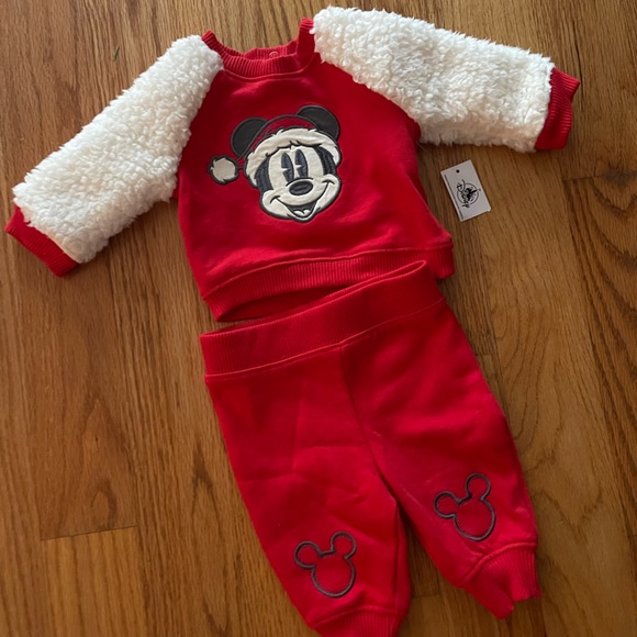 NWT Mickey Mouse Holiday Pullover Sweatshirt and Jogger Set for Baby - Picture 3 of 8